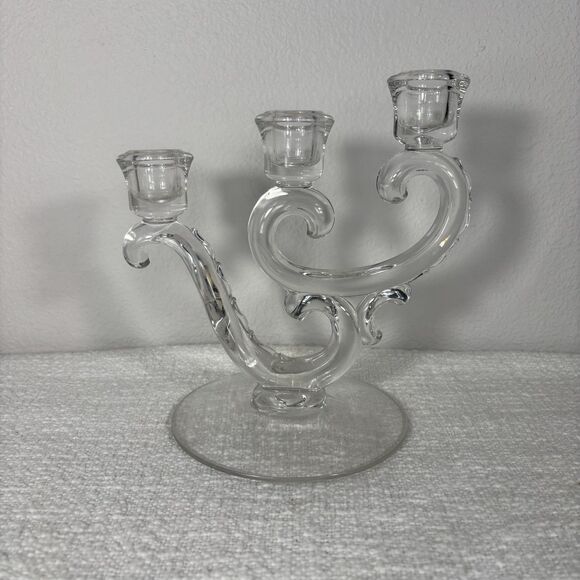 Single Mid Century Modern Crystal 3 Candle Holder Home Decor Elegant Classy - Picture 3 of 9